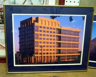 Metal Framed Matted Under Glass Photos Of Kansas City Buildings, Qty 3, 22" x 17.5"