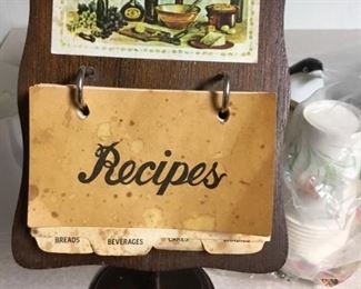 Vintage Recipe stand with recipe cards