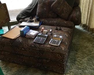 Large overstuffed chair & ottoman