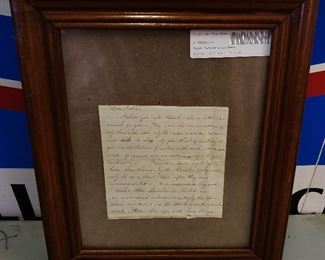 Civil War Personal Letter, Framed