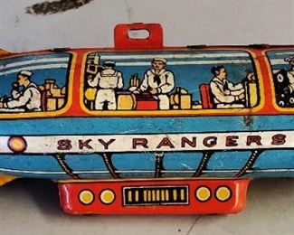 Vintage "Sky Rangers" Tin Toy Zeppelin