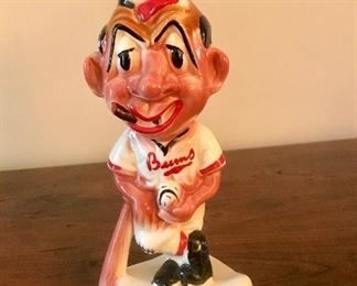 1940’s Brooklyn Bums Dodgers Stanford Pottery Gold Tooth Bank Los Angeles Nodder