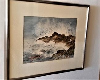 Watercolor by listed artist Enid Petersen.  We have several of her works in this sale.