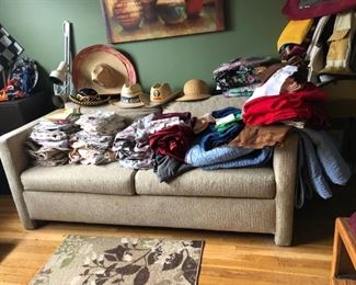Hats, Sheets, Table Cloths, Love Seat