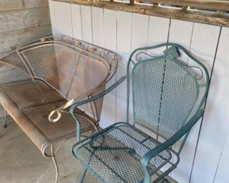 Outdoor bench and chair