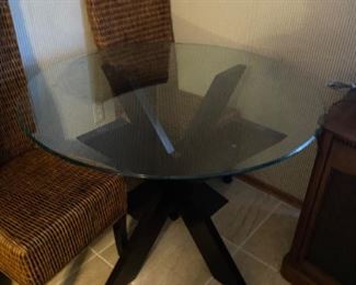 Modern glass top breakfast or game table