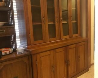 Vintage 1970's large Pine step back china cabinet