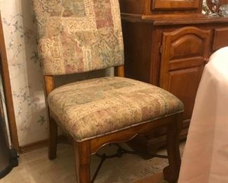 Set of four matching NOBLES wrought iron base and upholstered side or dining table chairs