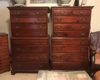 Matching pair Solid American Burly Cherry chest on chest High Boys