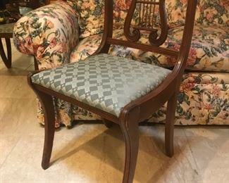 Set of four LYRE Back 1950's chairs (2 side chairs and 2 arm chairs)