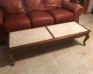 Vintage inlaid limestone coffee table
