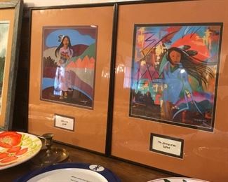 Matching Set of Four Framed "Loree Belin Marin" Southwestern limited edition prints.