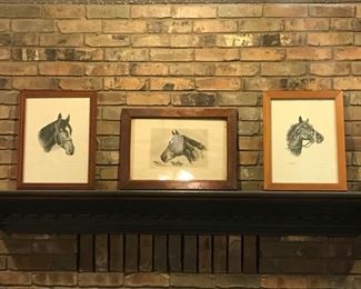 Vintage Framed Horsehead Pictures