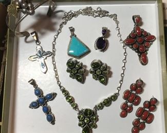 Native American marked Coral, Lapis, Onyx. Earrings, bracelets, necklaces and more!