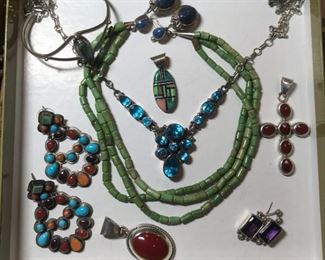 Marked sterling jewelry. Gaspite, Jasper, Opal, Lapis and much more!