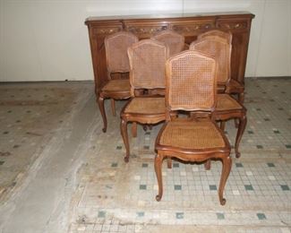Quality Louis XV style set 6 chairs walnut