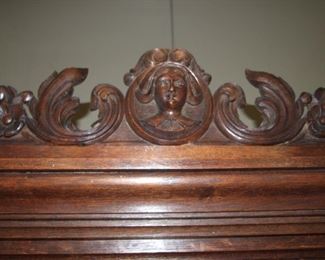 Renaissance style vitrine bookcase oak