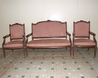 Louis XVI style salon suite, canopy, 2 large armchairs, 2
