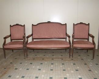 Louis XVI style salon suite, canopy, 2 large armchairs, 2