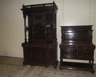 Quality Henri II style buffet barleytwist solid walnut & Henri II style desert serving buffet barleytwist sol walnut