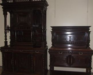 Quality Henri II style buffet barleytwist solid walnut & Henri II style desert serving buffet barleytwist sol walnut