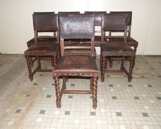 Set 8 Henri II style chairs barleytwist solid walnut