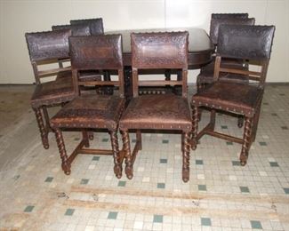 Set 8 Henri II style chairs barleytwist solid walnut