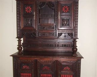 Breton style buffet de corpse two part buffet chestnut oak