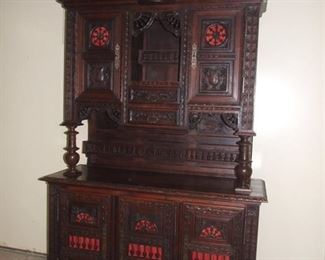 Breton style buffet de corpse two part buffet chestnut oak