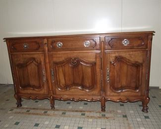 Quality Louis XV style provençal sideboard with sliding top buffet ' a glissant' solid walnut