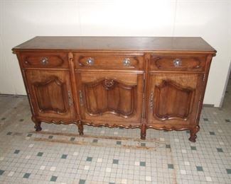 Quality Louis XV style provençal sideboard with sliding top buffet ' a glissant' solid walnut