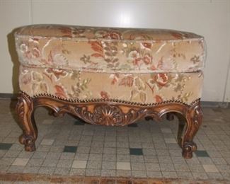 Louis XV style big footstool floral uphol beech