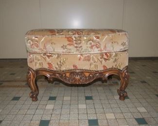 Louis XV style big footstool floral uphol beech