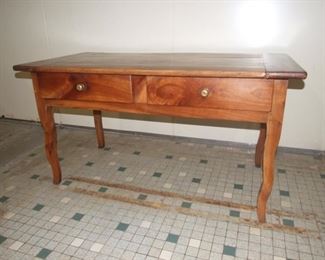 Quality Louis XV style small farmhouse table 2 drwers cherry