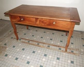 Quality Louis XV style small farmhouse table 2 drwers cherry