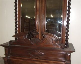 Quality Louis XIII style double barleytwist armoire wardrobe solid walnut big model 