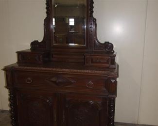 solid walnut big model with mirror and drawer top back
