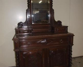 solid walnut big model with mirror and drawer top back
