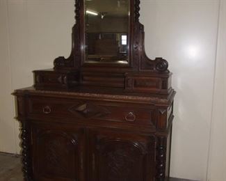 solid walnut big model with mirror and drawer top back
