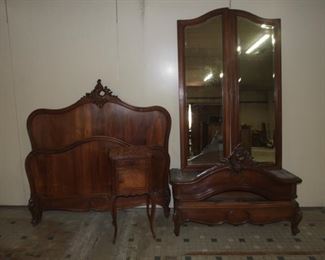 Louis XV style rocaille Bed solid walnut