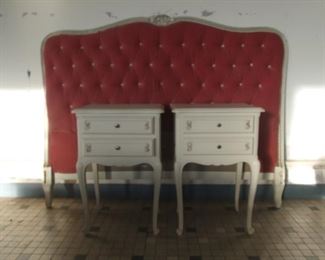 Pair Louis XV style white painted pot cupboard beech