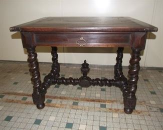 Louis XIII style side table barleytwist walnut and poplar