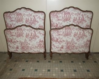 Pair Louis XV style beds beech classic french upholstery nice