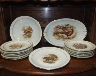 Set 14 porcelain hunting plates