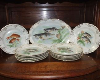 Set 12+1 porcelain fish plates