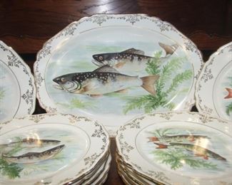Set 12+1 porcelain fish plates