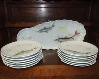 Set 12+1 porcelain fish plates