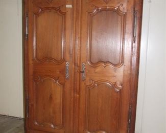 Louis XV style heavy armoire wardrobe Alsace region oak