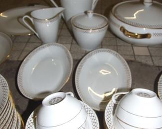 88 piece white gold Limoges dinner service