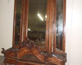 Louis XV style rocaille armoire wardrobe 3 door walnut 